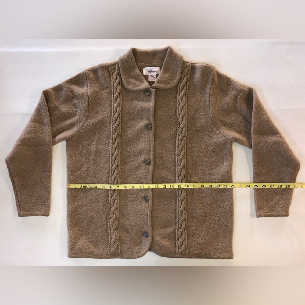 Classic Wool Cardigan WORTHINGTON Button Front Collared Sweater Tan (Large) - Picture 12 of 17